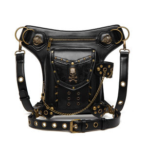 s new foreign trade product Street fashion womens shoulder bag Skull-studded crossbody motorcycle bag mobile phone waist bag