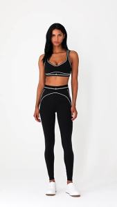 alo Yoga Set High Waist Seamless Training Wear with Padding Skin-Friendly Fabric Elastic Stretch White Stripes Breathable Yoga