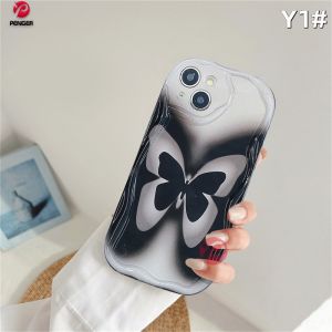 (Lokal Ready) PENGER Casing hp Samsung A14 A04 A04S A04E A13 A03 A03S A02S A12 A50 A50S A30S A11 A20 A30 A23 A51 A32 A10 A10S A21S A20S M11 M12 Pasangan Gradien Hitam Cinta Hati Kupu-Kupu Retro Soft Case