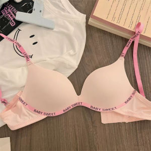【SingaBralette】 Letter Strap Bra Seamless Push-Up Bra Small Chest Gathering Wireless Summer Breathable Ultra-Thin Section Underwear內衣無鋼圈