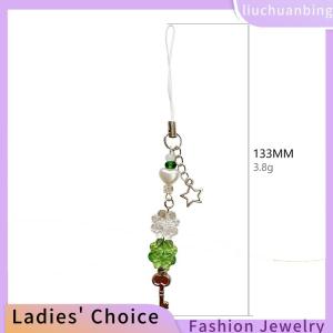 [COD] liuchuanbing Jewellery Ngọt Ngào Bốn Lá Clovers Đính Cườm Điện Thoại Quyến Rũ Cho Phụ Nữ Cô Gái Dễ Thương Tinh Tế Keychain Mặt Dây Chuyền Điện Thoại Thời Trang Dây Buộc Quà Tặng