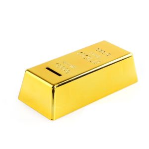 tabung duit 生日礼物 XUECHUANGYING Creative Plastic Decorative Gold Bullion Bar Simulation Gold Brick Coin Case Saving Money Box Piggy Bank Coin Bank 存钱罐