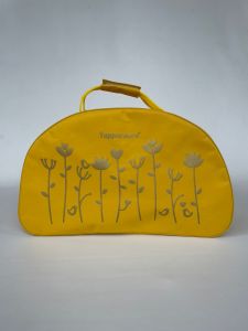 Kitbag Tulip Gold Tupperware (zipper bunga es)// tas travelling