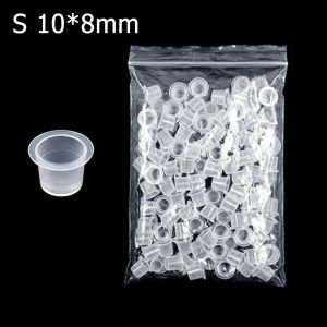 S /M/ L ถ้วยสีสัก ถ้วยหมึกสักถาวร [100-500ชิ้น] ถ้วยพลาสติกสำหรับใส่สี หมึกสัก 1ถุง100ชิ้น สำหรับใส่หมึกสัก แบบใช้แล้วทิ้ง พร้อมฐานพลาสติกใส แต่งหน้าถาวร หมึกสัก ถ้วยเม็ดสี ฝาสัก ถ้วยสี อุปกรณ์สัก