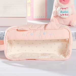 SQMETR Tai mèo Hộp đựng bút chì hình tai mèo Chấm bi Cửa sổ trong suốt Túi đựng bút chì Di động Túi đựng văn phòng phẩm Đồ dùng học tập