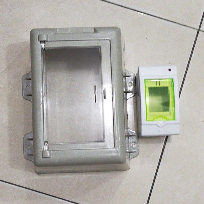 Harga 1 set Paket box kwh meter pulsa transparan + box mcb meteran token