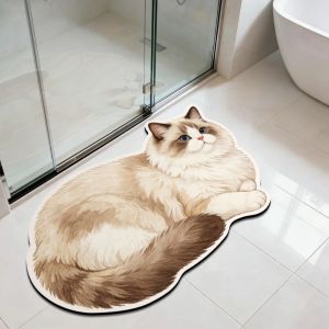 OKONOK Ragdoll/ Orange Cat Cute Cat Floor Mat Non-slip 4060cm Home Bathroom Carpet Quick-drying Floor Mat For Living Room Tea