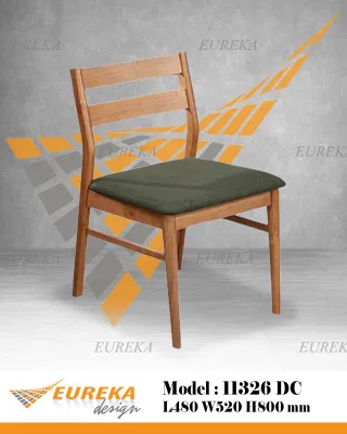 EUREKA Dining Chair 2pcs Modern Wood Fabric / Kerusi Makan 11326 YG (Delivery & Installation Klang Valley Only)