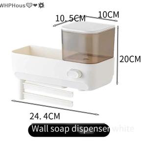 WP💓💛💖 With Drain Tray Wall Mounted Soap Dispenser With Sponges Holder Hand Press Dishwashing Liquid Holder Large Capacity Waterproof