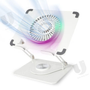 [Local Seller] Foldable Laptop Stand w Cooling Fan 360 Rotating Notebook Mounting Adjustable Holder Metal
