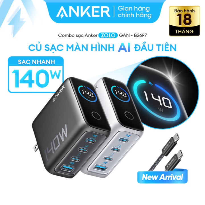 lập trình python cơ bản - machine learning -... Bộ sạc nhanh Anker Zolo 140W sạc được cho laptop - 04 cổng (3 USB-C PD ...
