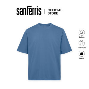 SANFERRIS Oversized T-shirt 100% Natural Cotton Soft Touch Hypoallergenic Round Neck - SF2607 – Dusky Blue