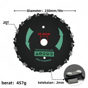 20T Bilah mesin pemotong rumput menebal bilah gergaji rantai melingkar baja mangan/Pedang Logam