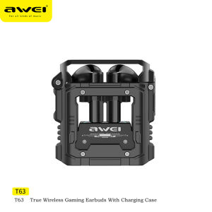 Awei T63 Bluetooth Earphone Wireless RGB Gamer Headset TWS Noise Cancelling With Microphone Zinc alloy material Sport Earbuds
