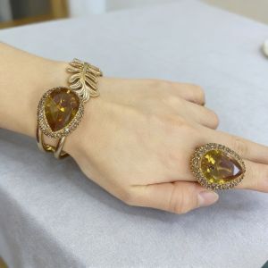 Large Diaspore Zultanite Bracelet Ring Jewelry Sets Tear drop Sultanite Stone Color Change Gems Jewelry Women Wedding Party Gift H260610