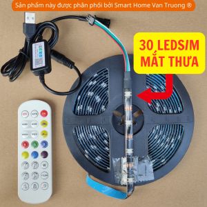 Dải đèn LED ARGB 16 màu thay đổi theo âm thanh có cổng USB+điều khiển từ xa tự trang trí phòng khách