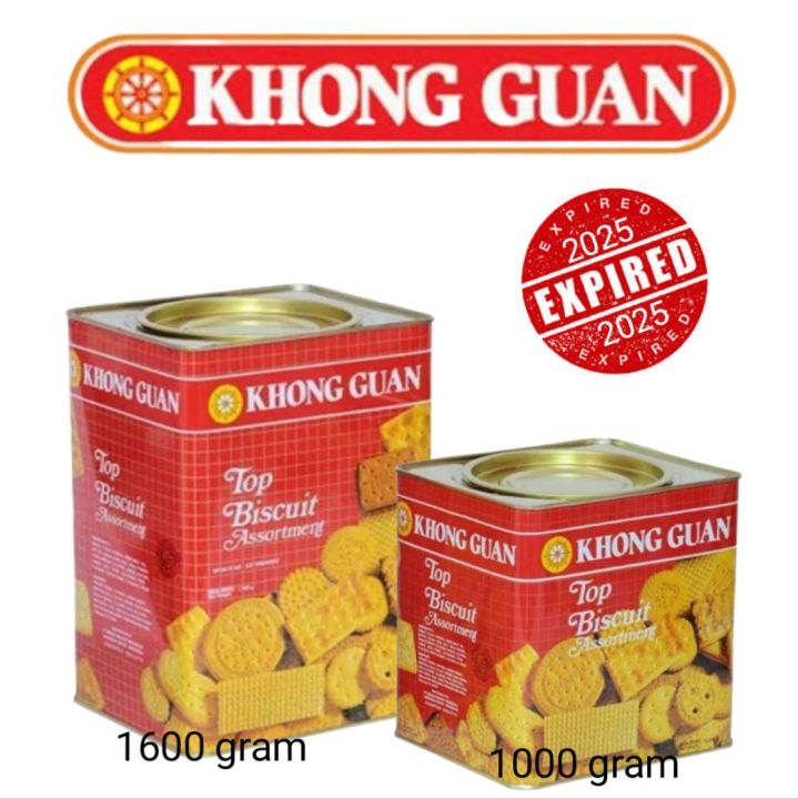 Khong guan top biskuit assortment kaleng kotak 1600g dan