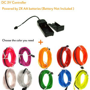 Premium EL Wire Glowing Light Strip Water Resistant Flexible Neon Tube For Clothing Shoes Car Dashboard Glowing Toys Costumes USB Battery Powered Multiple Colors Fast Ship