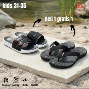 Sandal slop anak ukuran 31-35 anti slip anti licin . Laki laki perempuan beli 1 gratis 1