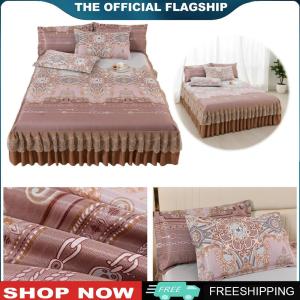 [Uehomeie] 3pcs Bed Sheet Set with Ruffle with 2 Pillowcases Machine Washable Elegant Home Decoration