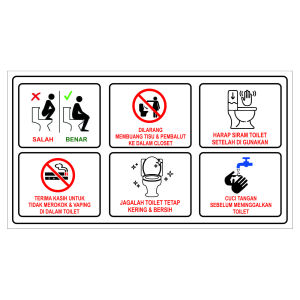 AKRILIK ETIKA KAMAR MANDI SIRAM TOILET CUCI TANGAN DILARANG MEMBUANG PEMBALUT STIKER ACRYLIC