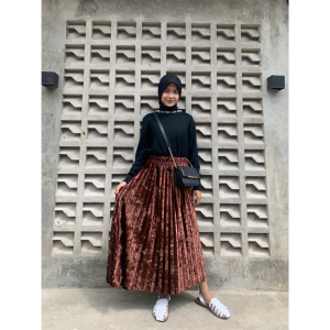 FZRCK Official Rok Plisket Bludru Velvet Premium 7/8 Model Terbaru Remaja Kekinian Warna Hitam Lavender Cokelat Dustypink Maroon Bisa Cod