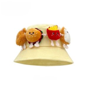 HULEQQI Breathable Sunscreen Basin Cap Adjustable Wide-Brimmed Cartoon Sunshade Hat Cute Lightweight Hamburger Fisherman Hat Women