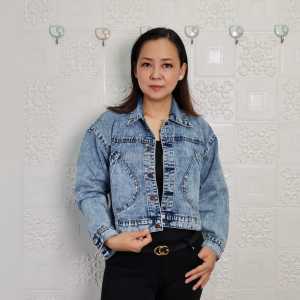 Jaket Jeans Wanita Crop Korea Kekinian