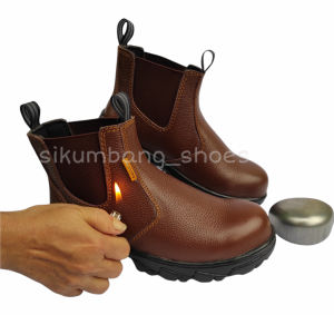 Sepatu Sefti Semi Boot Pria Kulit Asli Sepatu Safety Kerja Pabrik Septi Shoes