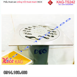 Thoát sàn Inox Pro KAG-TS242 KT 12x12 cm D60/90 Floor drain HOA Tròn chống hôi tốt thoát nước nhanh dễ vệ sinh sử dụng siêu bền hàng sales