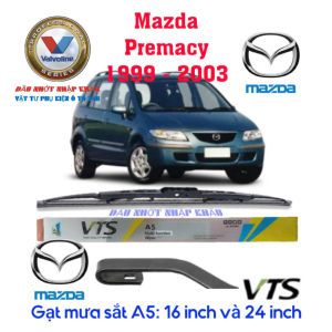 Gạt mưa MAZDA Premacy từ 1999 đến 2003. Bộ gạt mưa 5 khúc đa năng cao cấp VTS-A7 Gạt mưa cao cấp VTS-A5 Xương sắt chính hãng - 1 bộ(đôi) gạt mưa tặng 5 viên sủi rửa kính cao cấp - Giá 1 bộ