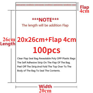 100 pcs OPP Clear Plastic bag with Self Adhesive for cloths