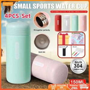 【4pcs Set】Kids Water Bottle 150ML Tumbler For Kids Macaron Color Vacuum Insulated Stainless Steel Drinking Drink Water Anytime Mini Water Bottle Flasks earphea