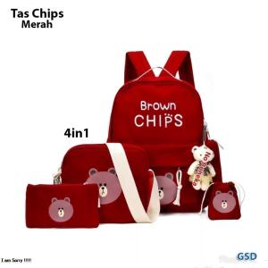 NCR - Tas Anak Perempuan / Tas Sekolah / Tas Ransel Anak / Tas Chips 4in1