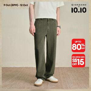 Giordano Men Jacquard denim mid rise five-pocket jeans Free Shipping 18116807
