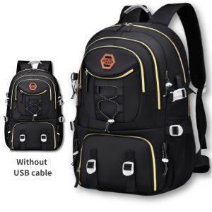 Large Capacity Outdoor Backpack with Laptop & Shoe Compartments - Durable Polyester Adjustable Straps for Hiking Camping & Travel