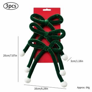 NALANILI 3/6pcs Mềm mại Nơ trang trí cây thông Noel Đạo cụ ảnh Nhẹ Bộ nơ nhung Thanh lịch Đa năng Đồ trang trí treo dành cho cây thông Noel