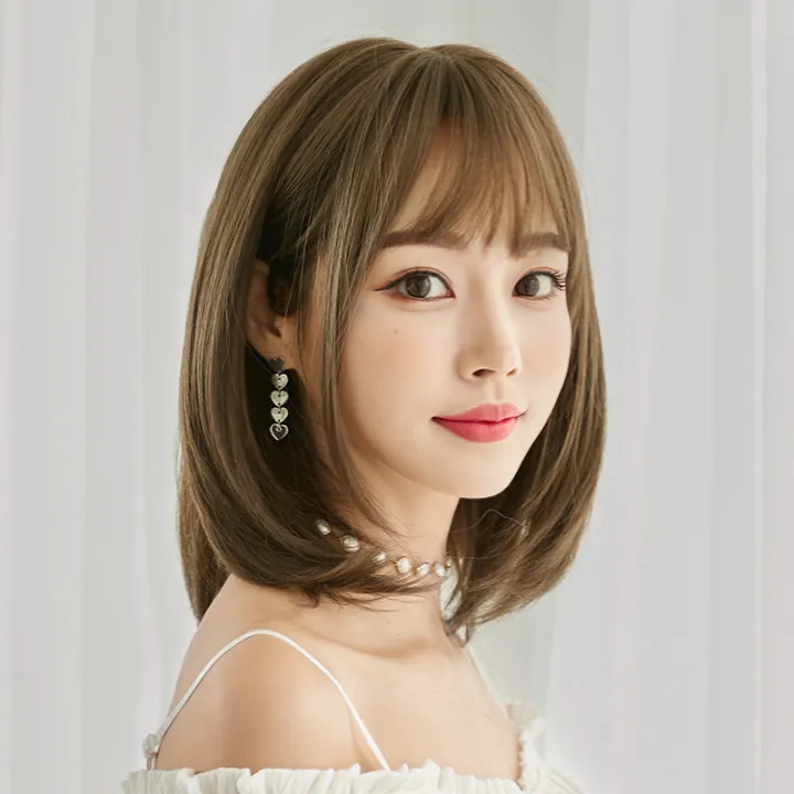 New Fashion Wig Human Hair Original Real Hair True Hair Washable Short Hair Women s Hair Shoulder length Bangs Long Hair Air Bangs Short Hair Lazada