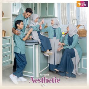 SARIMBIT NIBRAS AESTHETIC BLUE KELUARGA RAYA COUPLE NIBRAS KELUARGA MUSLIM TERBARU