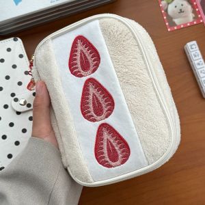Strawberry Sandwich Makeup Bag Portable Large Capacity Women Multifunctional Plush Toiletry Cosmetics Case