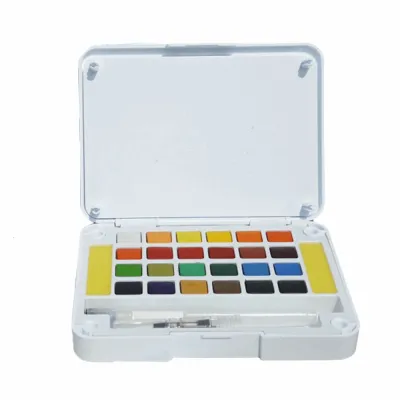 DHCRP 12/18/24/36 Colors Solid Watercolor Paint Set Portable Professional Foldable Travel Water Color Painting Pigment Set with Painting Brush Watercolor Pigment Set for Students Art Specific Painting Tool