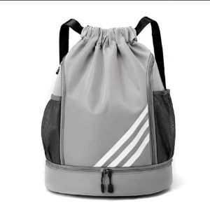 【Ready From SG】Drawstring Backpack Football Basketball Bag Waterproof Sports Backpack Yoga Gym Swim Nylon Fiber String
