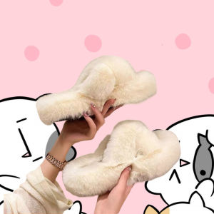 [Free Shipping] Korean-Style Fashionable Thick-Soled Slippers For Women New Model Mm Suede Slip-On Slippers For Autumn And Winter Home Use