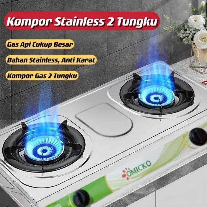 Omg Kompor Stainless 2 Tungku Anti Karat Kompor Masak Kompor