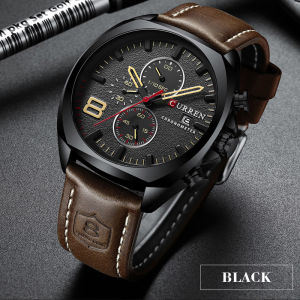 CURREN Jam Tangan Pria Kuarsa Kulit Mewah Merek Top Militer Olahraga 8324