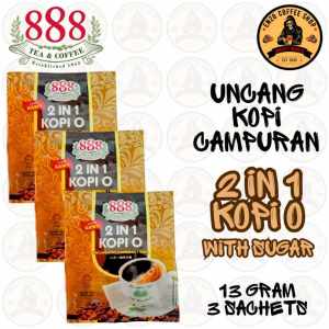 888 Tea & Coffee 2in1 Kopi O Sugar Added Instant Coffee Drink 13 Gram 26 Sachets