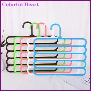 Colorful Heart ที่แขวนเสื้อผ้าที่แขวนกางเกงขายาวที่เก็บของในตู้เสื้อผ้าที่แขวนผ้าเช็ดตัวผ้าพันคอ5ชั้นจัดระเบียบ