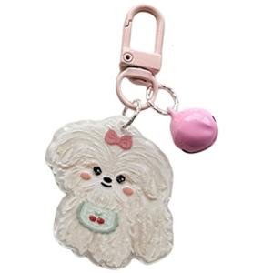 Đầy Màu sắc chó hoạt hình Mặt dây Acrylic Keychain chủ đề động vật Keyring quyến rũ phụ kiện thời trang cho ba lô hoặc ví