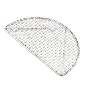 GUHEHARD Stainless Steel Tempura Frying Net Japanese Style Semi -circular/Round Barbecue Net Household Durable Drying Net Air Fryer