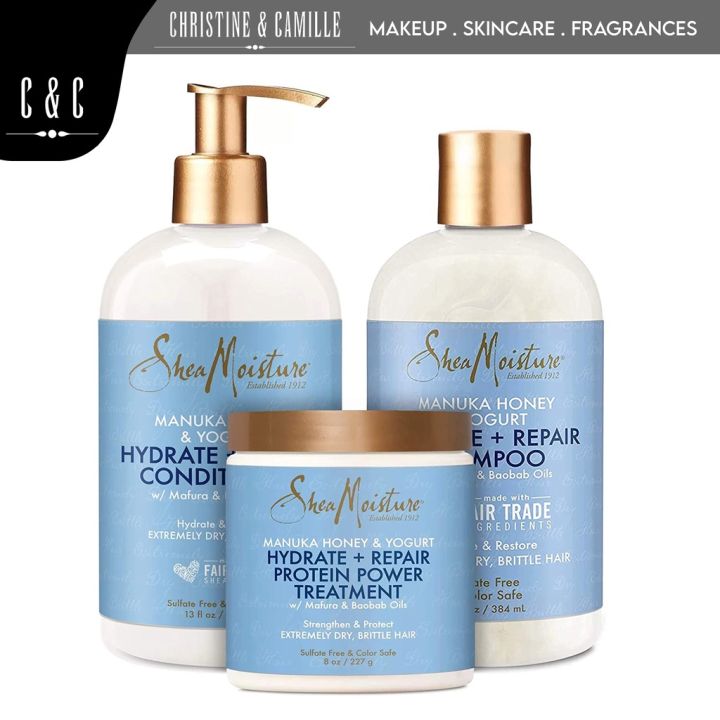 SheaMoisture Manuka Honey & Mafura Oil Intensive Hydration Leave-In Conditioner bottle and texture
